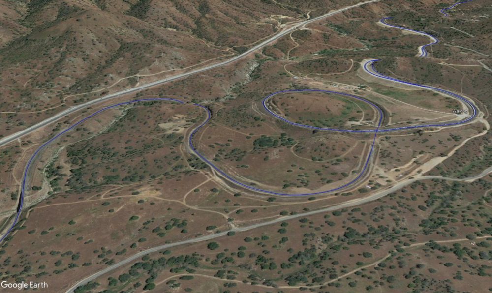 Tehachapi Loop on the World of Railroad Project. Image data: Google Earth.